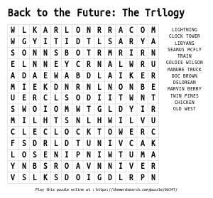 Word Search on Back to the Future: The Trilogy