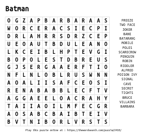 Word Search on Batman