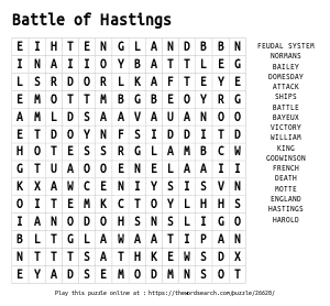 Word Search on Battle of Hastings