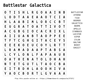 Word Search on Battlestar Galactica