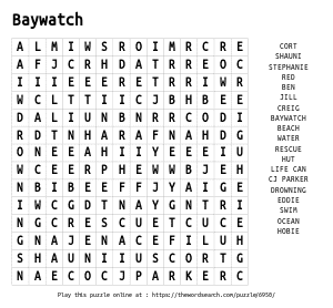 Word Search on Baywatch