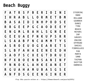 Word Search on Beach Buggy