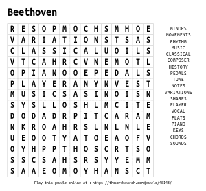 Word Search on Beethoven