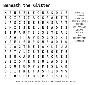 Word Search on Beneath the Glitter