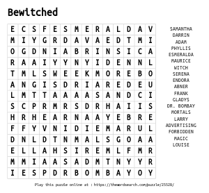 Word Search on Bewitched