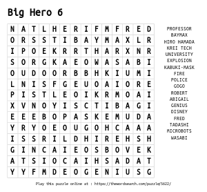 Word Search on Big Hero 6