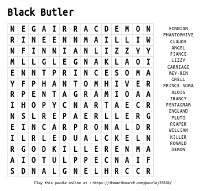 Word Search on Black Butler