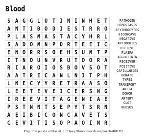 Word Search on Blood