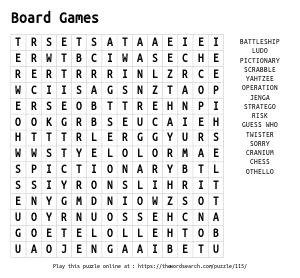Word Search on Board Games