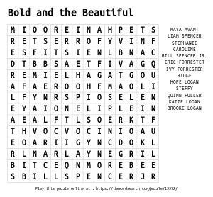 Word Search on Bold and the Beautiful