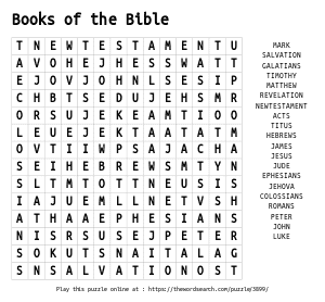 Word Search on Books of the Bible
