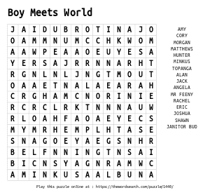 Word Search on Boy Meets World