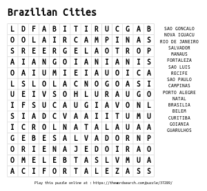 Word Search on Brazilian Cities