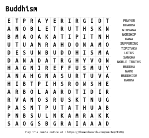 Word Search on Buddhism