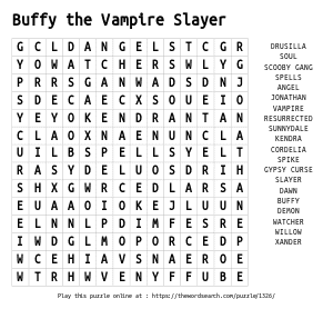Word Search on Buffy the Vampire Slayer
