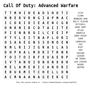 Word Search on Call Of Duty: Advanced Warfare