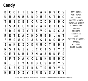 Word Search on Candy