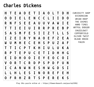 Word Search on Charles Dickens