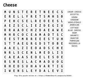 Word Search on Cheese