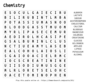 Word Search on Chemistry