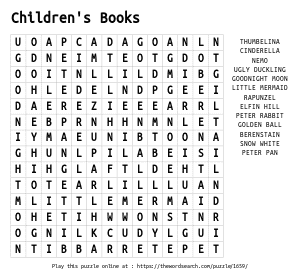 Word Search on Children's Books