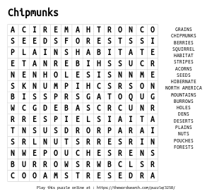 Word Search on Chipmunks