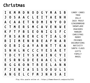 Word Search on Christmas