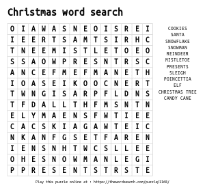 Word Search on Christmas word search