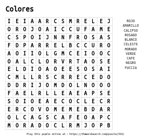 Word Search on Colores