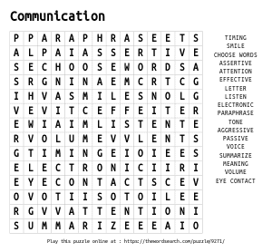 Word Search on Communication