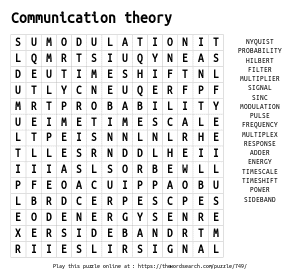 Word Search on Communication theory