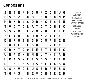 Word Search on Composers