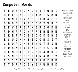 Word Search on Computer Words