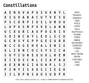 Word Search on Constillations