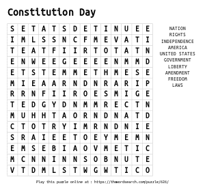 Word Search on Constitution Day