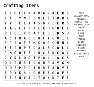 Word Search on Crafting Items