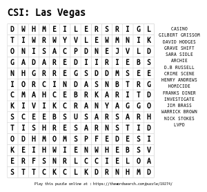 Word Search on CSI: Las Vegas