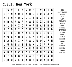 Word Search on C.S.I. New York