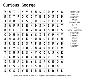 Word Search on Curious George