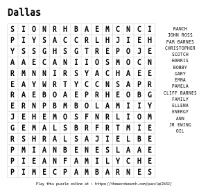 Word Search on Dallas