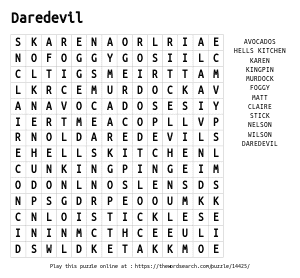 Word Search on Daredevil