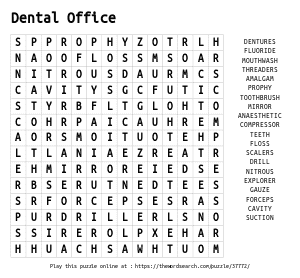 Word Search on Dental Office