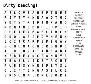 Word Search on Dirty Dancing!