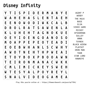 Word Search on Disney Infinity