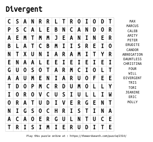 Word Search on Divergent
