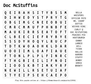 Word Search on Doc McStuffins