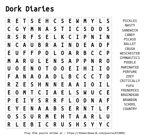 Word Search on Dork Diaries 