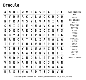 Word Search on Dracula