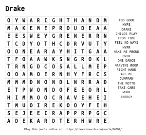 Word Search on Drake