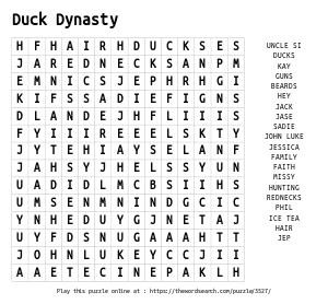 Word Search on Duck Dynasty